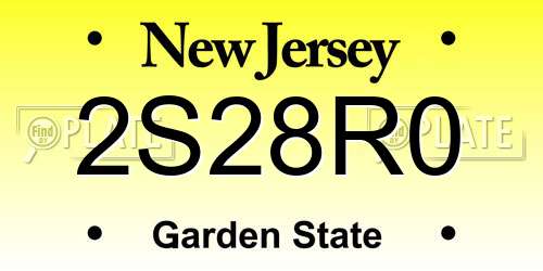 2S28R0 New Jersey License Plate