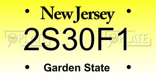 2S30F1 New Jersey License Plate