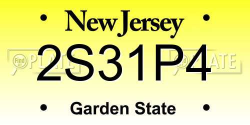 2S31P4 New Jersey License Plate
