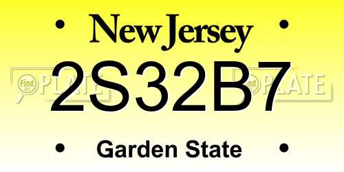 2S32B7 New Jersey License Plate