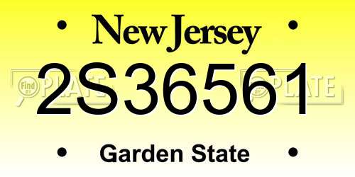 2S36561 New Jersey License Plate