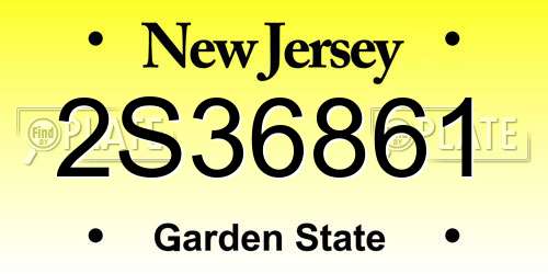2S36861 New Jersey License Plate