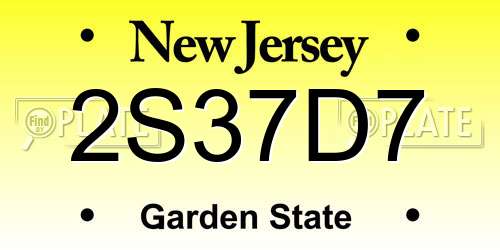 2S37D7 New Jersey License Plate