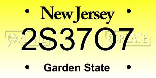 2S37O7 New Jersey License Plate