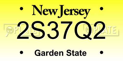 2S37Q2 New Jersey License Plate