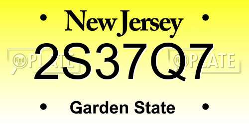 2S37Q7 New Jersey License Plate