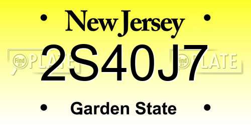 2S40J7 New Jersey License Plate