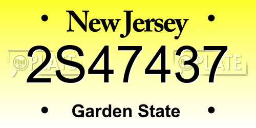 2S47437 New Jersey License Plate