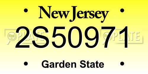 2S50971 New Jersey License Plate
