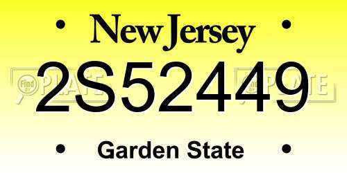 2S52449 New Jersey License Plate