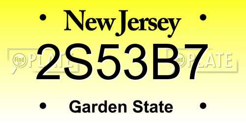 2S53B7 New Jersey License Plate
