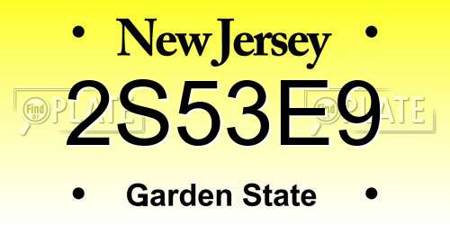 2S53E9 New Jersey License Plate