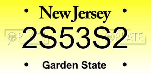 2S53S2 New Jersey License Plate
