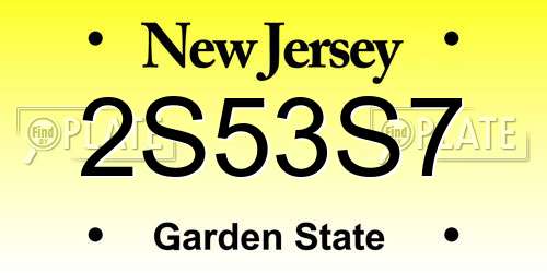 2S53S7 New Jersey License Plate