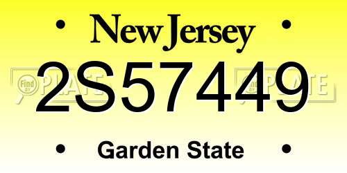 2S57449 New Jersey License Plate