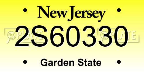 2S60330 New Jersey License Plate