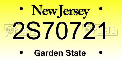 2S70721 New Jersey License Plate