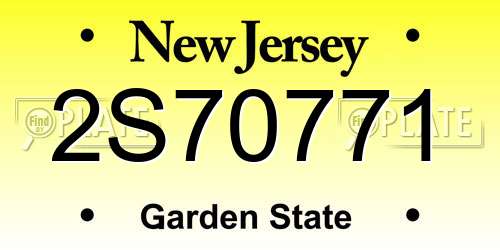 2S70771 New Jersey License Plate