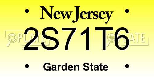 2S71T6 New Jersey License Plate