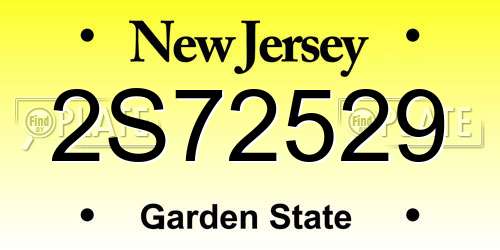 2S72529 New Jersey License Plate