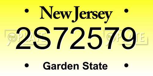 2S72579 New Jersey License Plate