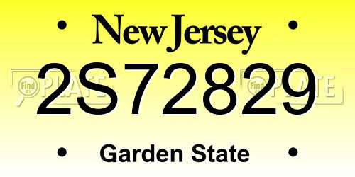 2S72829 New Jersey License Plate
