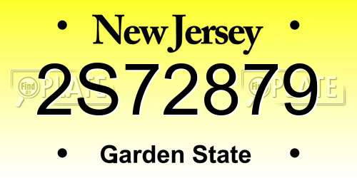 2S72879 New Jersey License Plate