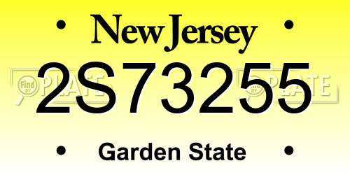 2S73255 New Jersey License Plate