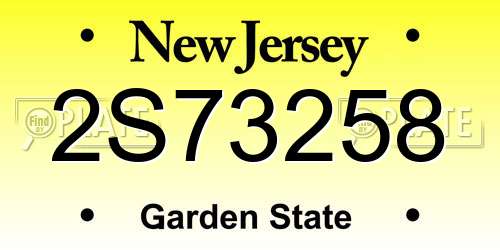 2S73258 New Jersey License Plate