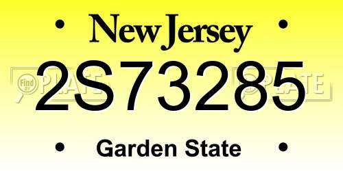 2S73285 New Jersey License Plate