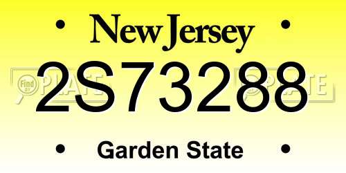 2S73288 New Jersey License Plate