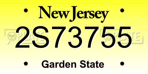 2S73755 New Jersey License Plate