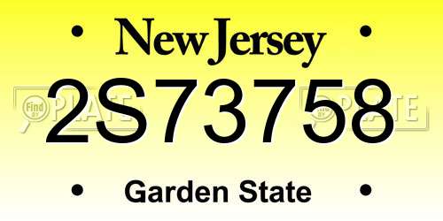 2S73758 New Jersey License Plate