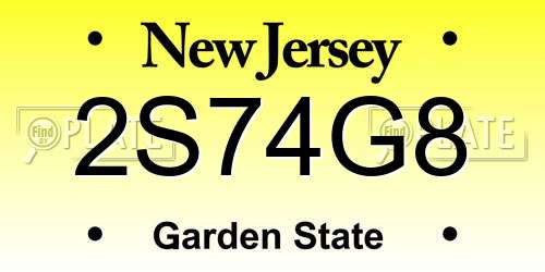 2S74G8 New Jersey License Plate