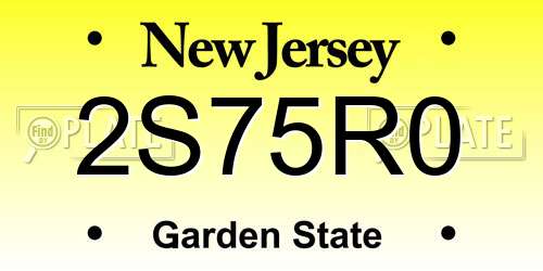 2S75R0 New Jersey License Plate