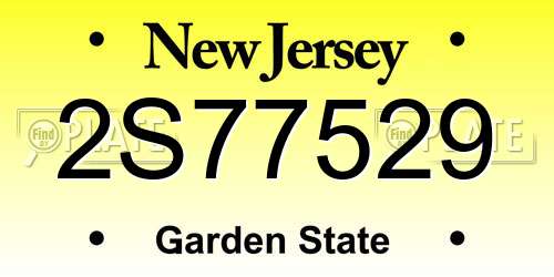2S77529 New Jersey License Plate