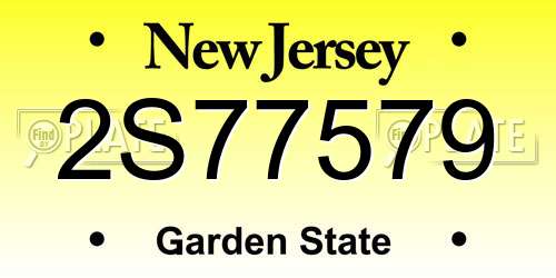2S77579 New Jersey License Plate