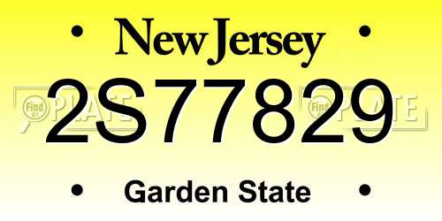 2S77829 New Jersey License Plate