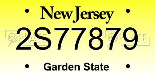 2S77879 New Jersey License Plate