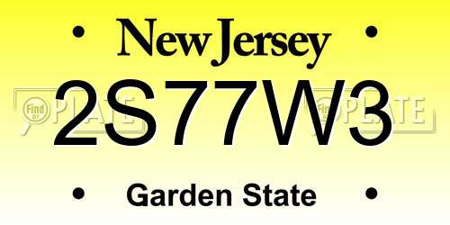 2S77W3 New Jersey License Plate