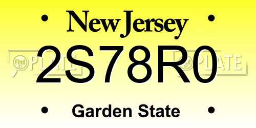 2S78R0 New Jersey License Plate
