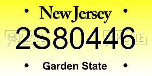 2S80446 New Jersey License Plate