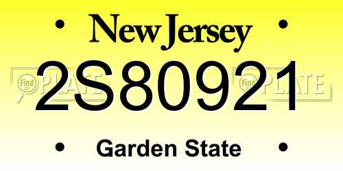 2S80921 New Jersey License Plate