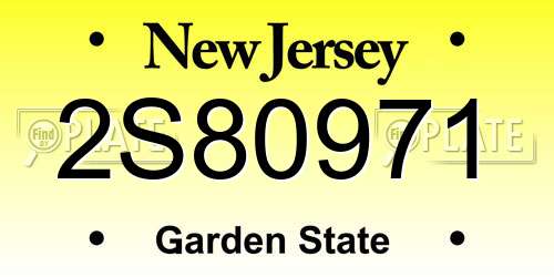 2S80971 New Jersey License Plate