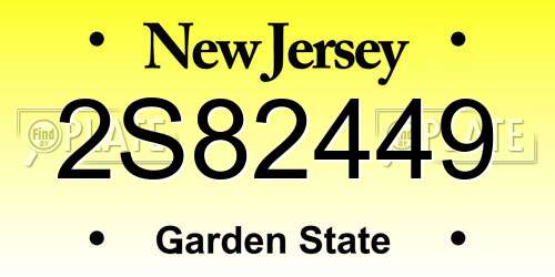 2S82449 New Jersey License Plate