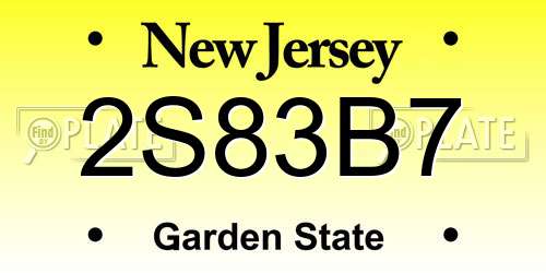 2S83B7 New Jersey License Plate