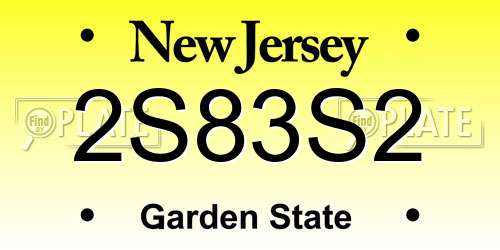 2S83S2 New Jersey License Plate