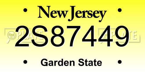 2S87449 New Jersey License Plate