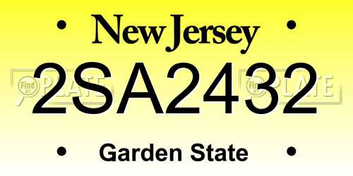 2SA2432 New Jersey License Plate