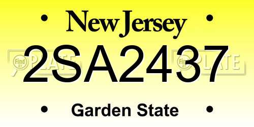 2SA2437 New Jersey License Plate